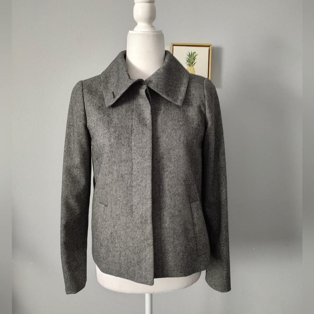 Talbot's  Jacket Petites Size 2P Color Gray High Neck Nylon Polyester And Wool